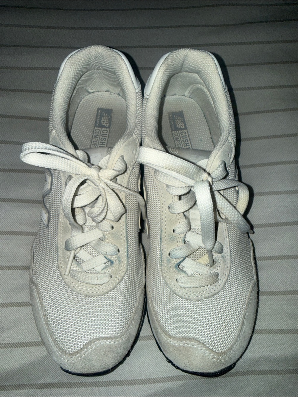New Balance Kids White Mesh & Suede Sneakers